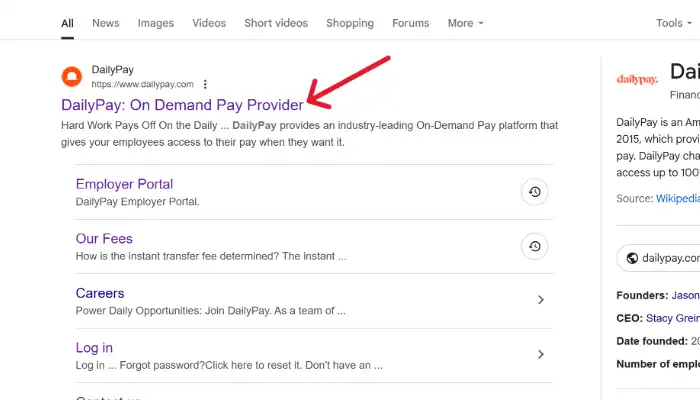 DailyPay official website Screenshot